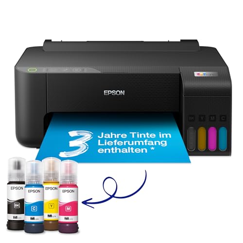 Epson EcoTank ET-1810 nachfüllbares Farbig Tintenstrahldrucker (DIN A4, WiFi, USB 2.0) großer Tintentank, 12 GB, hohe Reichweite, niedrige Seitenkosten, Schwarz