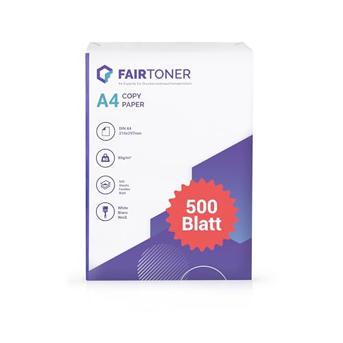 FairToner Kopierpapier 500 Blatt DIN-A4 80g, Weiß Universal Druckerpapier